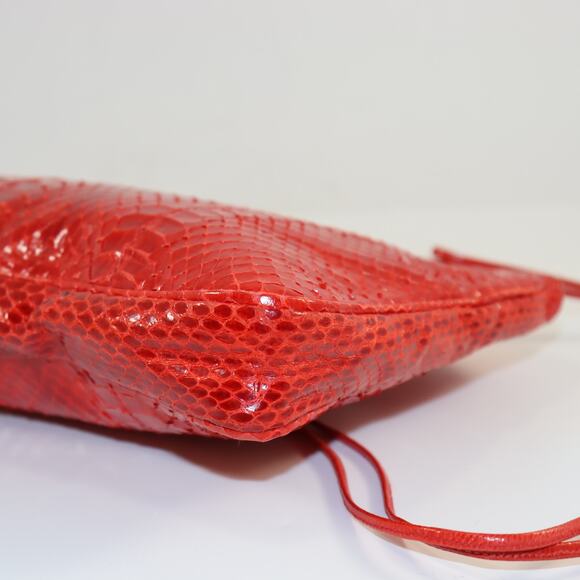 Vintage Woolf Bros Red Snakeskin Shoulder Bag Made in Canada - Picture 3 of 6